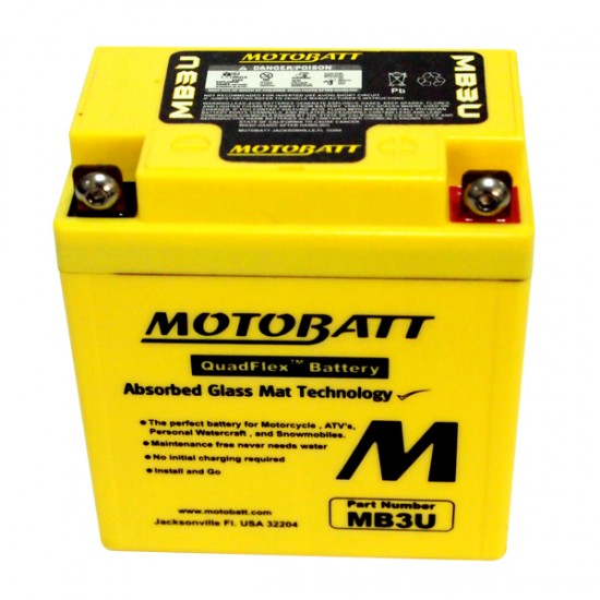 Μπαταρία MOTOBATT MB3U - GEL | 3,8AH / Volt:12 / EN:40 / Πολικότητα: Αριστερά και Δεξιά +