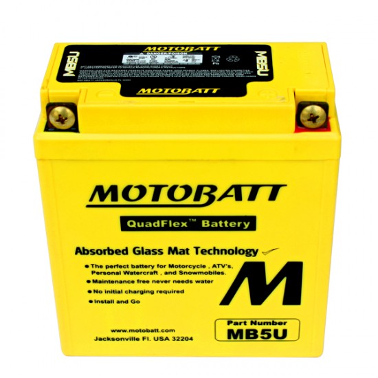 Μπαταρία MOTOBATT MB5U - GEL | 7AH / Volt:12 / EN:105 / Πολικότητα: Αριστερά και Δεξιά +