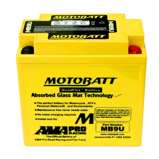 Μπαταρία MOTOBATT MB9U - GEL | 10,5AH / Volt:12 / EN:140 / Πολικότητα: Αριστερά και Δεξιά +