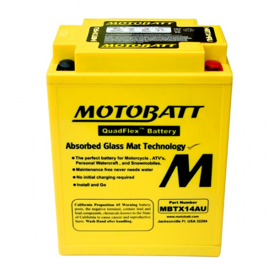 Μπαταρία MOTOBATT MBTX14AU - GEL | 16,5AH / Volt:12 / EN:210 / Πολικότητα: Αριστερά και Δεξιά +