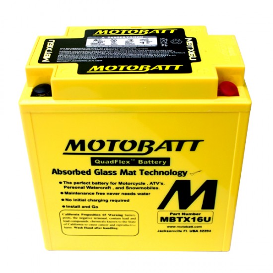 Μπαταρία MOTOBATT MBTX16U - GEL | 19AH / Volt:12 / EN:250 / Πολικότητα: Αριστερά και Δεξιά +