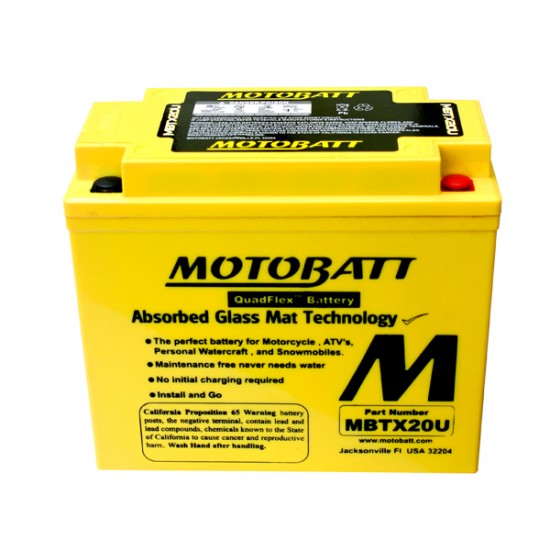 Μπαταρία MOTOBATT MBTX20U - GEL | 21AH / Volt:12 / EN:280 / Πολικότητα: Αριστερά και Δεξιά +