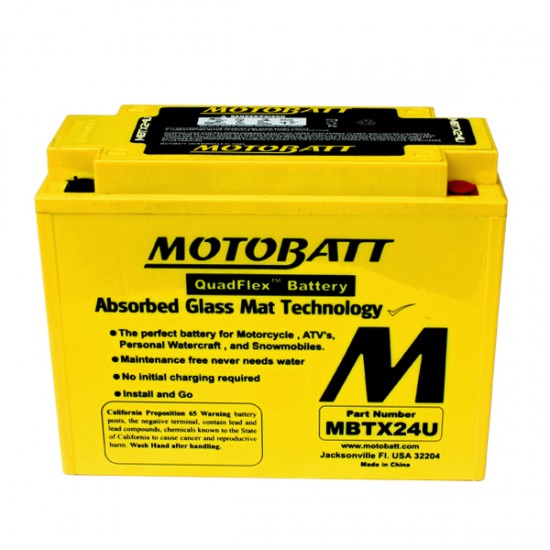 Μπαταρία MOTOBATT MBTX24U - GEL | 25AH / Volt:12 / EN:300 / Πολικότητα: Αριστερά και Δεξιά +