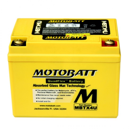 Μπαταρία MOTOBATT MBTX4U - GEL | 4,7AH / Volt:12 / EN:70 / Πολικότητα: Αριστερά και Δεξιά +