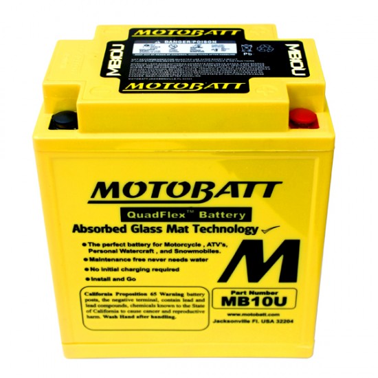 Μπαταρία MOTOBATT MB10U - GEL | 15AH / Volt:12 / EN:175 / Πολικότητα: Αριστερά και Δεξιά +