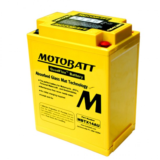 Μπαταρία MOTOBATT MBTX14AU - GEL | 16,5AH / Volt:12 / EN:210 / Πολικότητα: Αριστερά και Δεξιά +