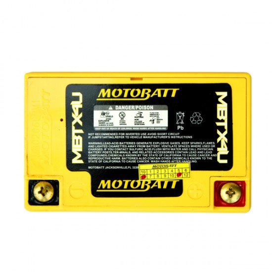 Μπαταρία MOTOBATT MBTX4U - GEL | 4,7AH / Volt:12 / EN:70 / Πολικότητα: Αριστερά και Δεξιά +