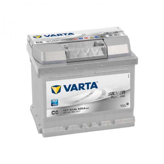 Μπαταρία Varta C6 SILVER Daynamic | 552 401 052 | 52AH / Volt:12 / EN:520 / Πολικότητα: Δεξιά το +