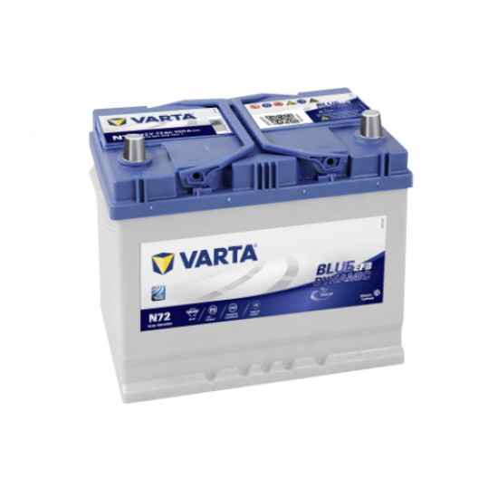 Μπαταρία Varta N72 Blue Dynamic - EFB | 572 501 076 | 72AH / Volt:12 / EN:760 / Πολικότητα: Δεξιά το +