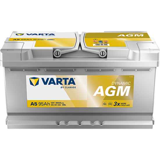 Μπαταρία Varta A5 Dynamic - AGM | 595 901 095 | 95AH / Volt:12 / EN:850 / Πολικότητα: Δεξιά το +