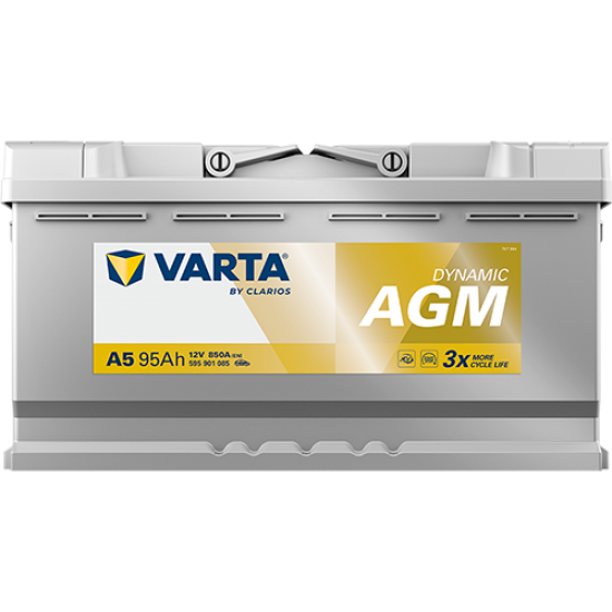 Μπαταρία Varta A5 Dynamic - AGM | 595 901 095 | 95AH / Volt:12 / EN:850 / Πολικότητα: Δεξιά το +