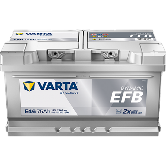 Μπαταρία Varta E46 Dynamic - EFB | 575 500 073 | 75AH / Volt:12 / EN:730 / Πολικότητα: Δεξιά το +