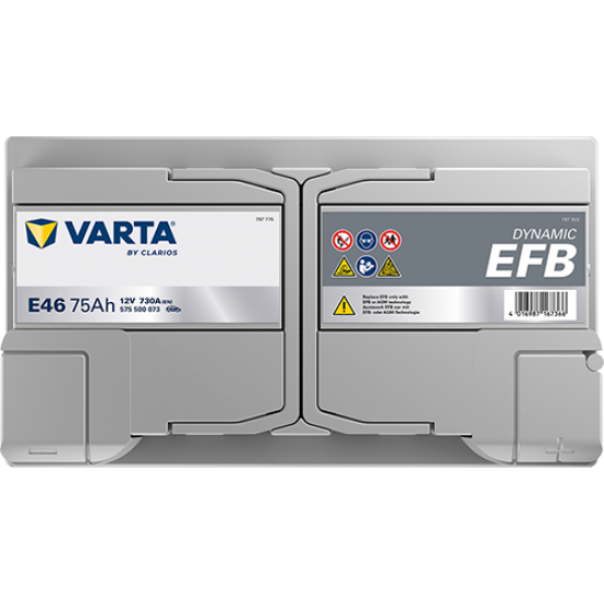 Μπαταρία Varta E46 Dynamic - EFB | 575 500 073 | 75AH / Volt:12 / EN:730 / Πολικότητα: Δεξιά το +