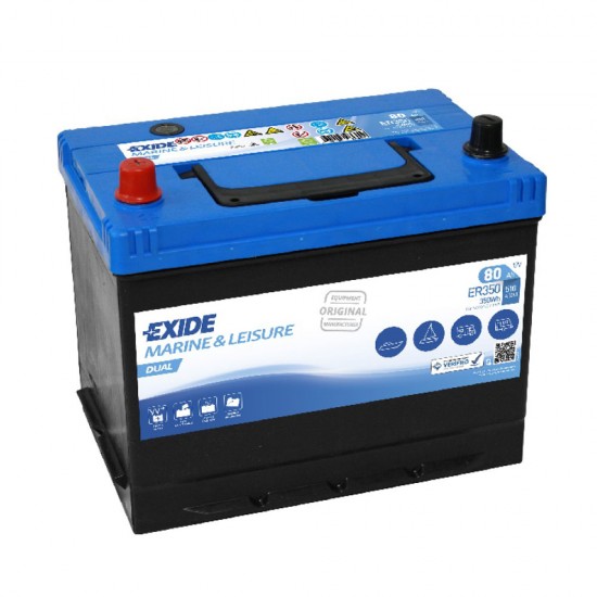 Μπαταρία EXIDE DUAL FLOODED ER350 | 80AH / Volt:12 / EN:510 / Πολικότητα: Αριστερά το +