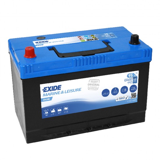 Μπαταρία EXIDE DUAL FLOODED ER450 | 95AH / Volt:12 / EN:650 / Πολικότητα: Αριστερά το +