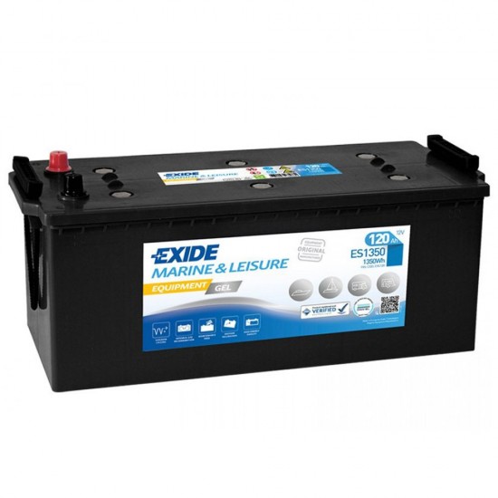 Μπαταρία EXIDE EQUIPMENT GEL ES1350 | 120AH / Volt:12 / EN:- / Πολικότητα: Αριστερά το + (Πλάι)